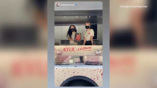 Kylie Cosmetics Nightmare on Elm Street Truck visits Kris Jenner