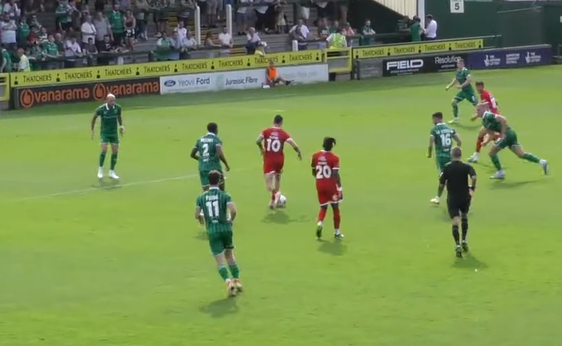 Jack Paxman put the Sports in front at Huish Park