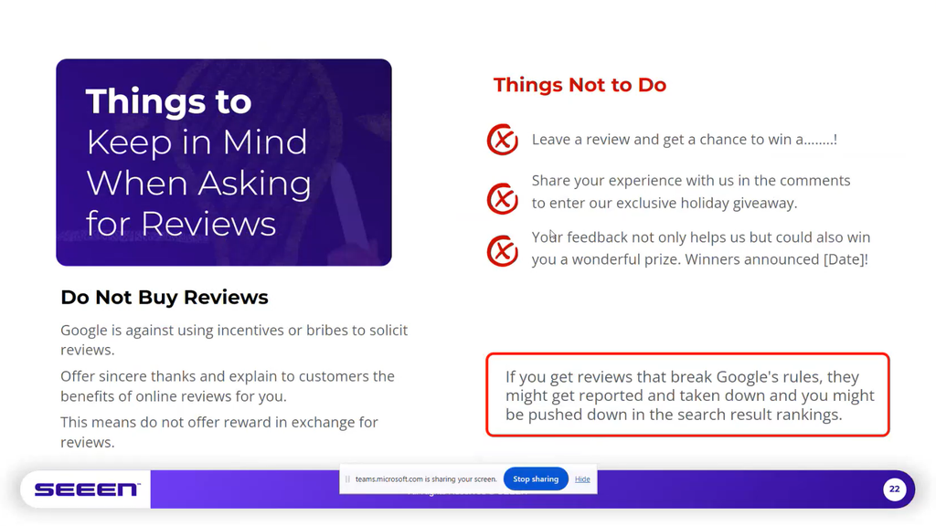 You cannot bribe people for a review