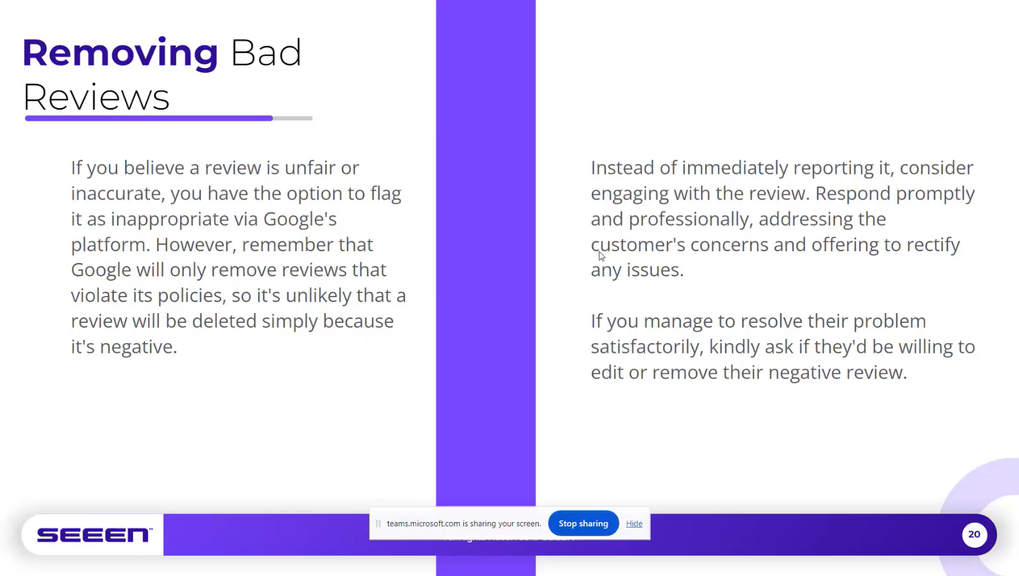 How do we get a bad review removed?