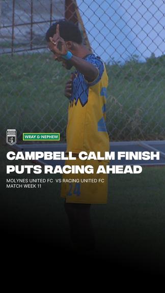 Andrew Campbell coolly gives Racing United FC the lead against Molynes with a composed finish! 🔥🔥💙💛