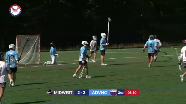  Open space to shoot, steps into it and scores. 57 for Midwest.