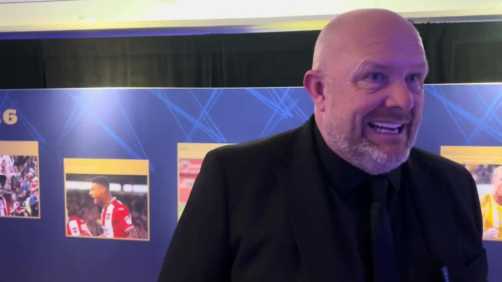 Andy Woodman after our promotion to League One and winning Sky Bet League Two Manager of the Year